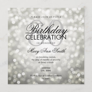 Elegant 80th Birthday Party Silver Glitter Lights Invitation