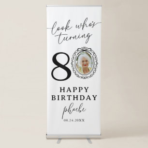 Elegant 80th Birthday Photo Retractable Banner