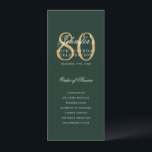 Elegant 80th Birthday Program Green Gold  Invitation<br><div class="desc">Elegant "Birthday Party Program" design with a formal script typography and custom text.</div>
