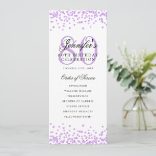 Elegant 80th Birthday Program Menu Purple Invitation