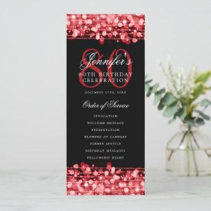 Elegant 80th Birthday Program Red Thank You Invitation