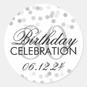 Elegant 80th Birthday Silver Foil Glitter Lights Classic Round Sticker