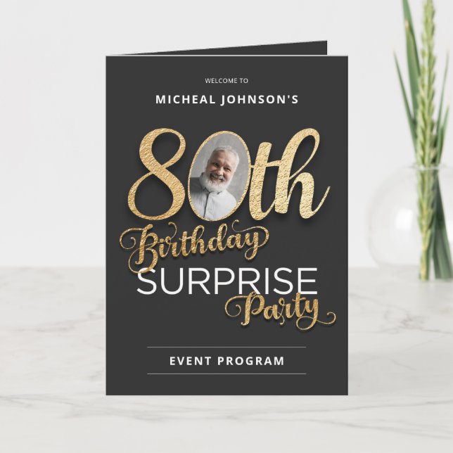 Elegant 80th Birthday Surprise Party Programme (Front)