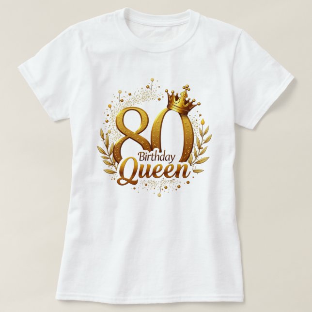Elegant 80th Queen Celebration Design T-Shirt (Design Front)