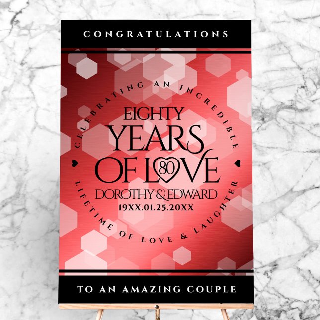 Elegant 80th Ruby Wedding Anniversary Celebration Acrylic Sign (Elegant 80th Ruby Wedding Anniversary Acrylic Sign Cover Photo)