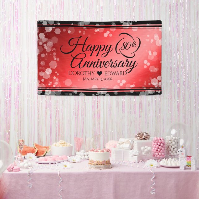 Elegant 80th Ruby Wedding Anniversary Celebration Banner (Party)