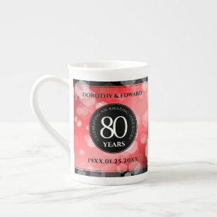 Elegant 80th Ruby Wedding Anniversary Celebration Bone China Mug
