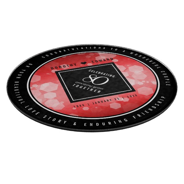 Elegant 80th Ruby Wedding Anniversary Celebration Cutting Board (Corner)