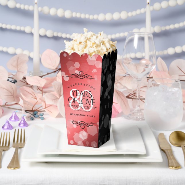 Elegant 80th Ruby Wedding Anniversary Celebration Favour Box (Wedding)