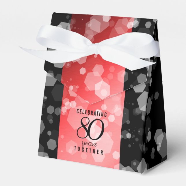 Elegant 80th Ruby Wedding Anniversary Celebration Favour Box (Front Side)