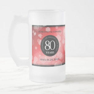 Elegant 80th Ruby Wedding Anniversary Celebration Frosted Glass Beer Mug