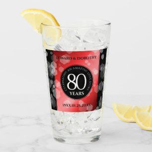 Elegant 80th Ruby Wedding Anniversary Celebration Glass