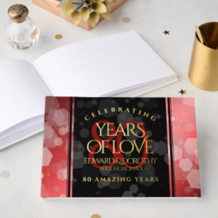 Elegant 80th Ruby Wedding Anniversary Celebration Guest Book