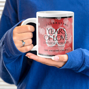 Elegant 80th Ruby Wedding Anniversary Celebration Large Coffee Mug