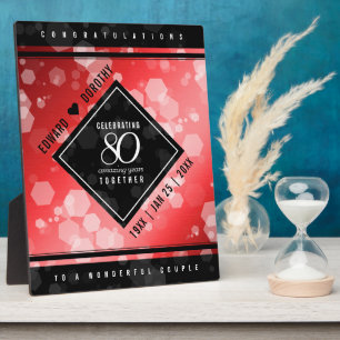 Elegant 80th Ruby Wedding Anniversary Celebration Plaque