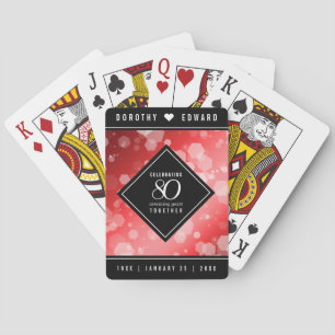 Elegant 80th Ruby Wedding Anniversary Celebration Playing Cards