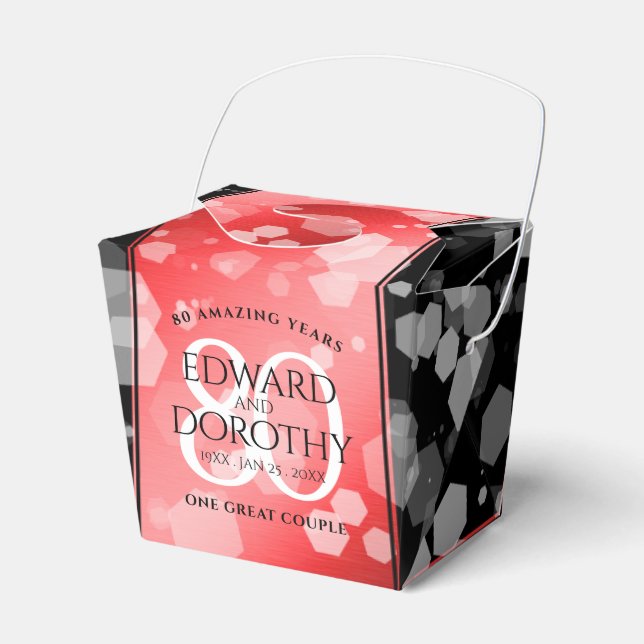 Elegant 80th Ruby Wedding Anniversary Favour Box (Front Side)