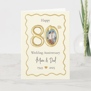 Elegant 80th Wedding Anniversary Card - Mum & Dad