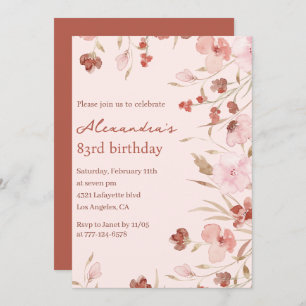 Elegant 83rd birthday invitations Floral Chic