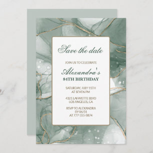 Elegant 84th birthday invitations Save the date 