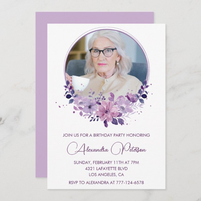 Elegant 85th birthday invitation Photo Elegant (Front/Back)