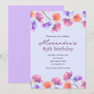 Elegant 85th birthday invitations Boho Floral Chic