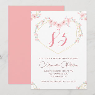 Elegant 85th birthday invitations Pink Floral