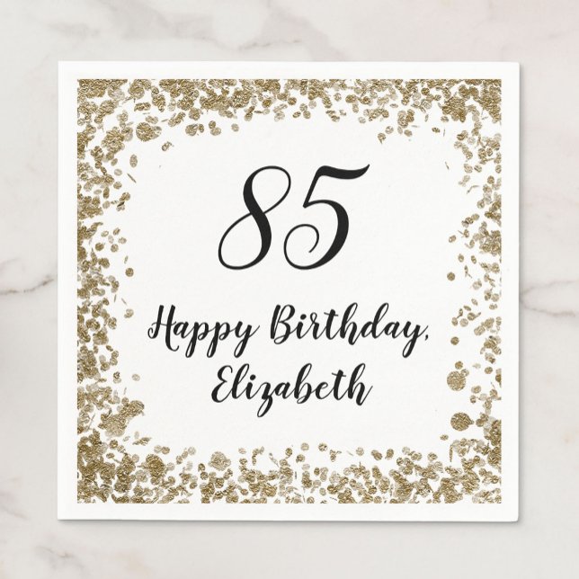Elegant 85th Birthday Napkins With Gold Sequins (Creator Uploaded)