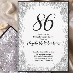 Elegant 86th Birthday Invitation For Her in Silver