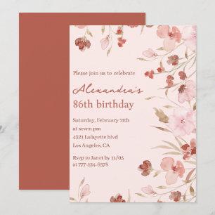 Elegant 86th birthday invitations Floral Chic