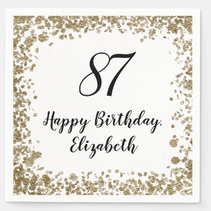 Elegant 87th Birthday Napkins With Gold Sequins