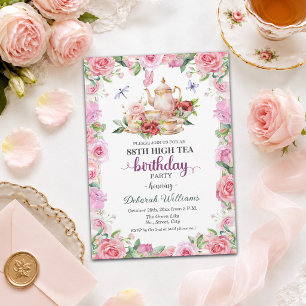 Elegant 88th Birthday High Tea Party Invitation