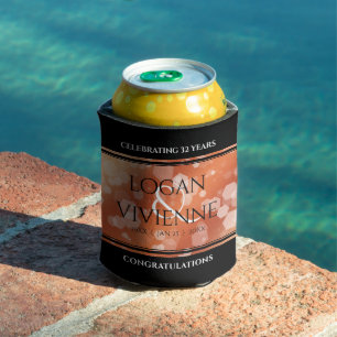 Elegant 8th 32nd Bronze Wedding Anniversary Can Cooler