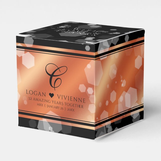 Elegant 8th 32nd Bronze Wedding Anniversary Favour Box (Front Side)