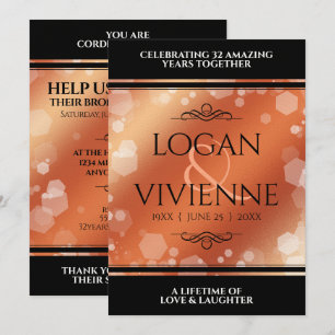 Elegant 8th 32nd Bronze Wedding Anniversary Invitation