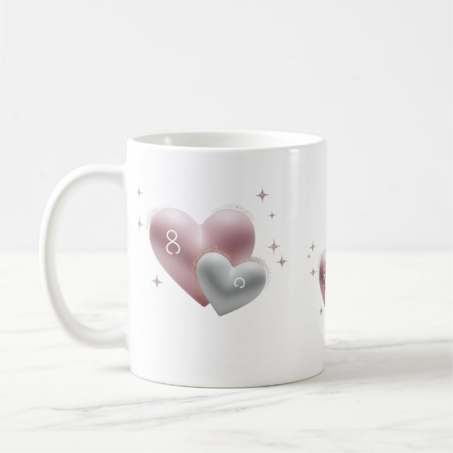 Elegant 8th Anniversary Big Little Hearts Classic  Coffee Mug (Left)