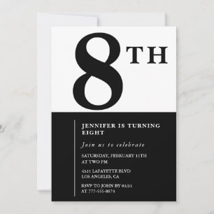 Elegant 8th birthday invitation Black Chic Girl