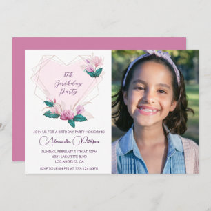 Elegant 8th birthday invitations Floral Photo