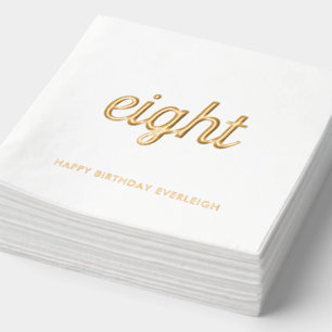 Elegant 8th Birthday Modern Gold Foil Napkins