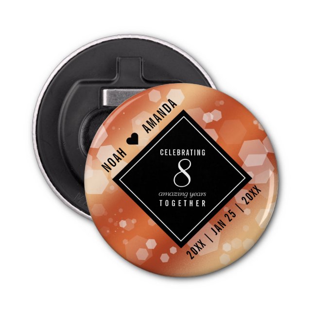 Elegant 8th Bronze Wedding Anniversary Bottle Opener (Front)