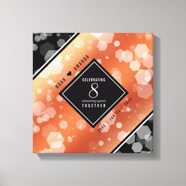 Elegant 8th Bronze Wedding Anniversary Canvas Print (Front)