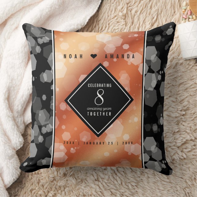 Elegant 8th Bronze Wedding Anniversary Celebration Cushion (Blanket)