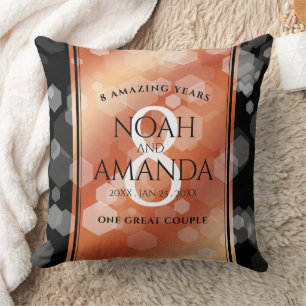 Elegant 8th Bronze Wedding Anniversary Celebration Cushion