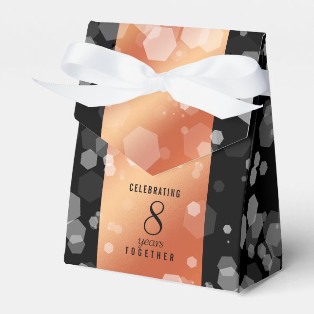 Elegant 8th Bronze Wedding Anniversary Celebration Favour Box (Front Side)