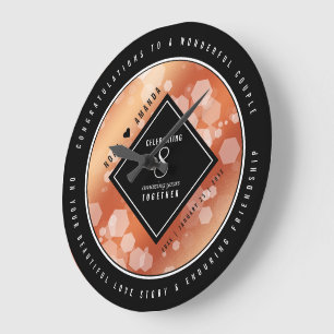 Elegant 8th Bronze Wedding Anniversary Celebration Large Clock