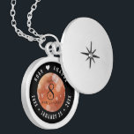 Elegant 8th Bronze Wedding Anniversary Celebration Locket Necklace<br><div class="desc">Commemorate the 8th wedding anniversary with this elegant locket! Elegant black and white lettering with hexagonal confetti on a bronze foil background add a memorable touch for this special occasion and milestone. Customise with the happy couple's names, and add dates for their bronze anniversary. Design © W.H. Sim, All Rights...</div>