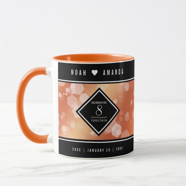 Elegant 8th Bronze Wedding Anniversary Celebration Mug (Left)