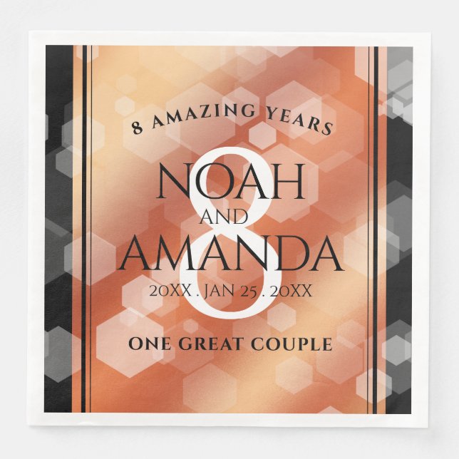 Elegant 8th Bronze Wedding Anniversary Celebration Napkin (Front)