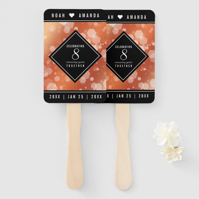 Elegant 8th Bronze Wedding Anniversary Hand Fan (Front and Back)
