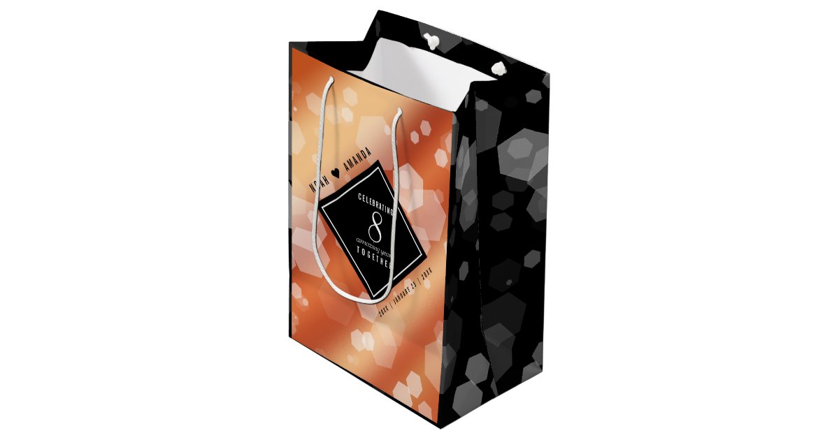 Elegant 8th Bronze Wedding Anniversary Medium Gift Bag ...